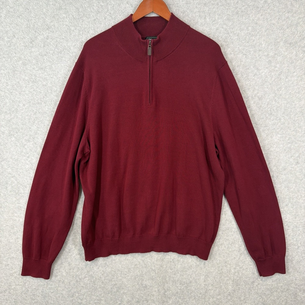 Jos. A. Bank Traveler Sweater Mens XXL Wine 1/4 Zip Pullover Pima Cotton Thin